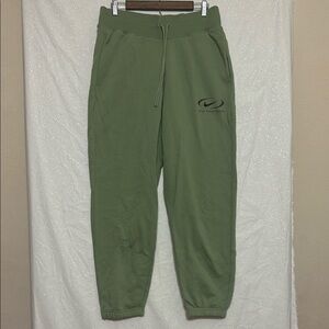 Nike Green Track Pants with Tapered Leg and Elastic Cuffs